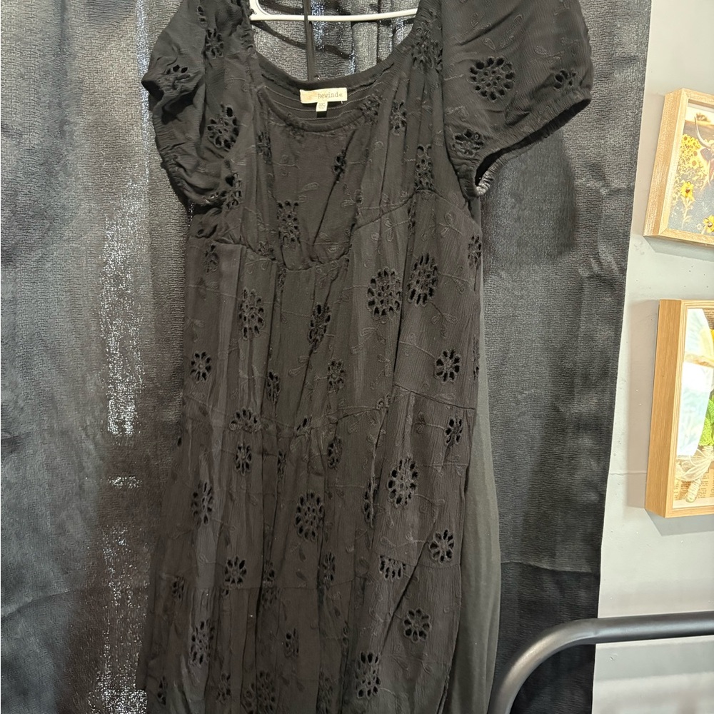 Rewind Black Eyelet Mini Dress